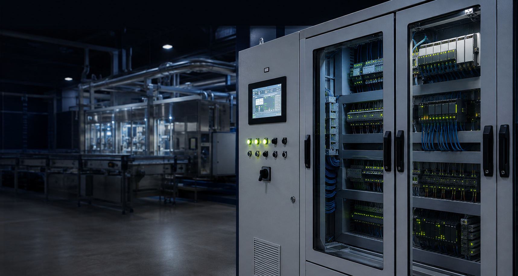 Industrial process control cabinet and automated production equipment